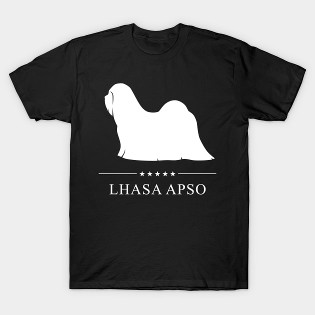 Lhasa Apso Dog White Silhouette T-Shirt by millersye